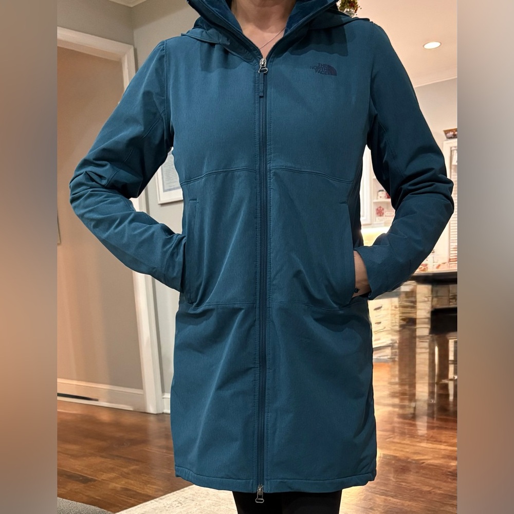 Women's North Face Blue Hooded Parka Jacket